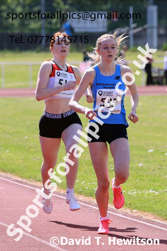 Womens Under-17s 800 metres, 2024 North Eastern Track and Field Champs., Middlesbrough.  Photo: David T. Hewitson/Sports for All Pics